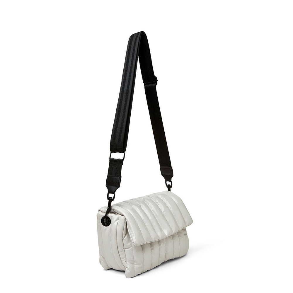 Think Royln Ivory White Patent Crossbody Bar Bag